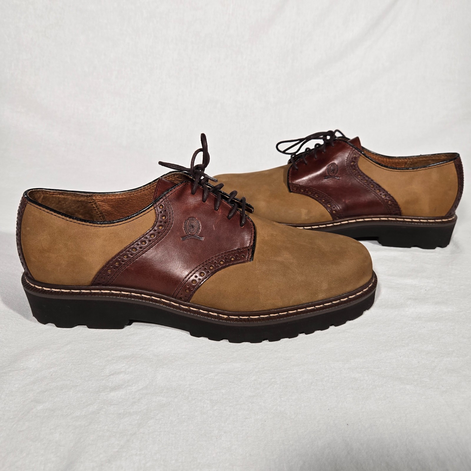RARE Vintage 1985 TOMMY HILFIGUER Old Stock Brown Leather Oxford Shoes Men's 12M
