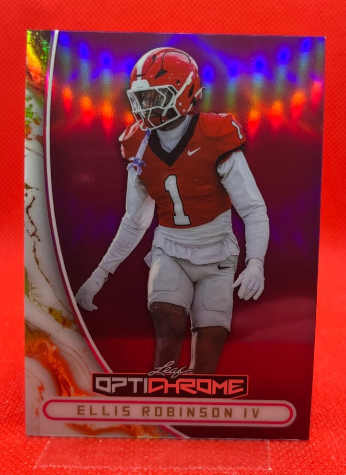 ELLIS ROBINSON IV 2026 LEAF OPTICHROME FOOTBALL 1/1  AUTO RED REFRACTOR