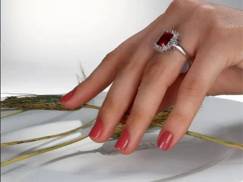 2.40Ct Cushion Ruby with Diamond Engagement Ring in 14K Solid White Gold Size 7 - Image 2 of 4