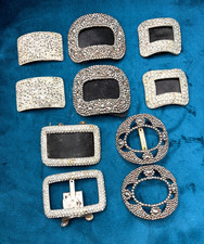 Vintage Shoe Buckle Clip Lot 5 Rhinestone Steel Circa 1920s 30s READ Condition