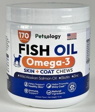 Omega 3 Fish Oil for Dogs 170 Chews Dogs Itchy Skin Allergy Relief Skin Coat