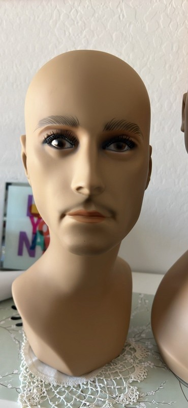 Beige Male Wig Display Mannequin Head Bust Form for Wig Display