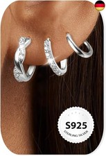 3 Paar Ohrringe Silber 925 Kleine Creolen Set...