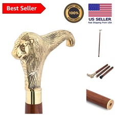Ergonomic Wooden Walking Stick with Brass Handle - 36 Inches of Elegance