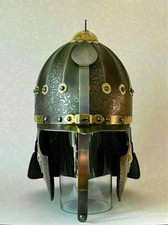 Medieval Hussars Etched Helmet Museum Helmet Iron & Brass Items Gift