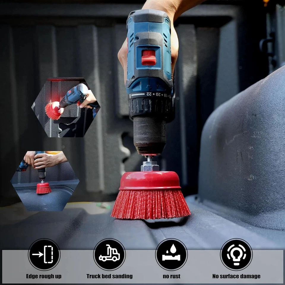 Conjunto de pincéis de filamento de náilon 4", pacote com 2 escovas de arame de cerdas abrasivas - Imagem 3 de 4