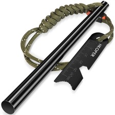 Hkoper Ferro Rod Fire Starter, 6 Inch X 3/8 6" long  3/8" thick, Black