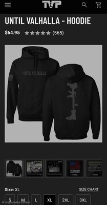 Til Valhalla Project XL Men's Hoodie  ''Until Valhalla'' Fallen Soldier Memorial