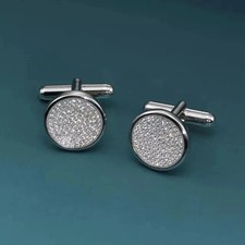 1CT Round Cut Lab-Created Diamond Men's Engagement Cufflinks 14K White Gold Over