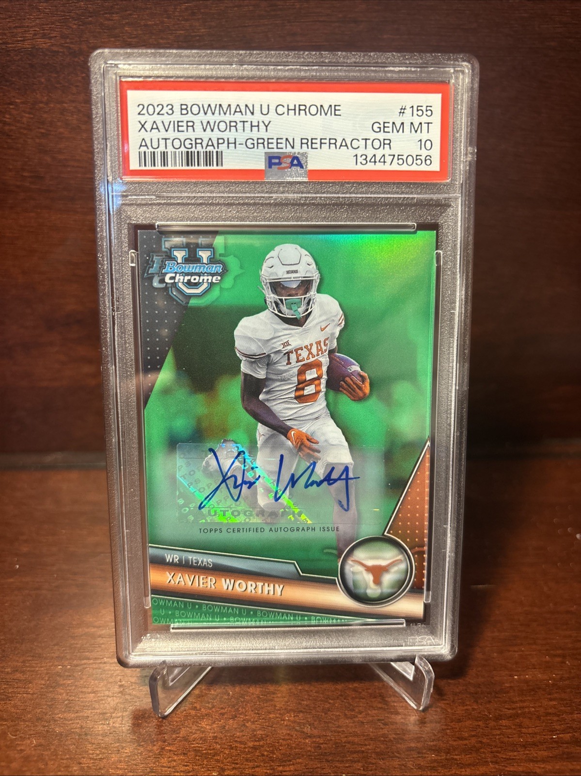 2023 Bowman U Chrome - Xavier Worthy #155 Green Autograph Refractor /99 PSA 10