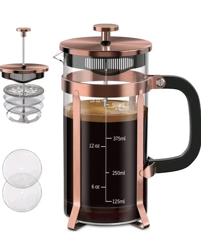 QUQIYSO French Press Coffee Maker 34 ounces Copper Color ~ New In The Box