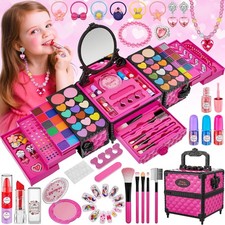 Kids 99PCS Makeup Kit for Girls Real Washable Princess Beauty Toy Set