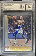 1996-97 Bowman's Best Allen Iverson Rookie RC #R1 76ers BGS Auto 10