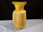Fenton Honey Amber Overlay Cased Glass Bubble Optic Pinch Vase 8 1/2" Tall