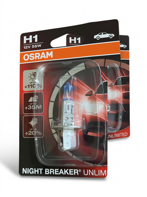 2x H1 OSRAM Night Breaker Unlimited +110% 64150NBU01B Halogen-Scheinwerferlampen
