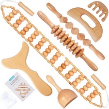 7-in-1 Wood Therapy Massage Tools Lymphatic Drainage Massager for Muscle Pain