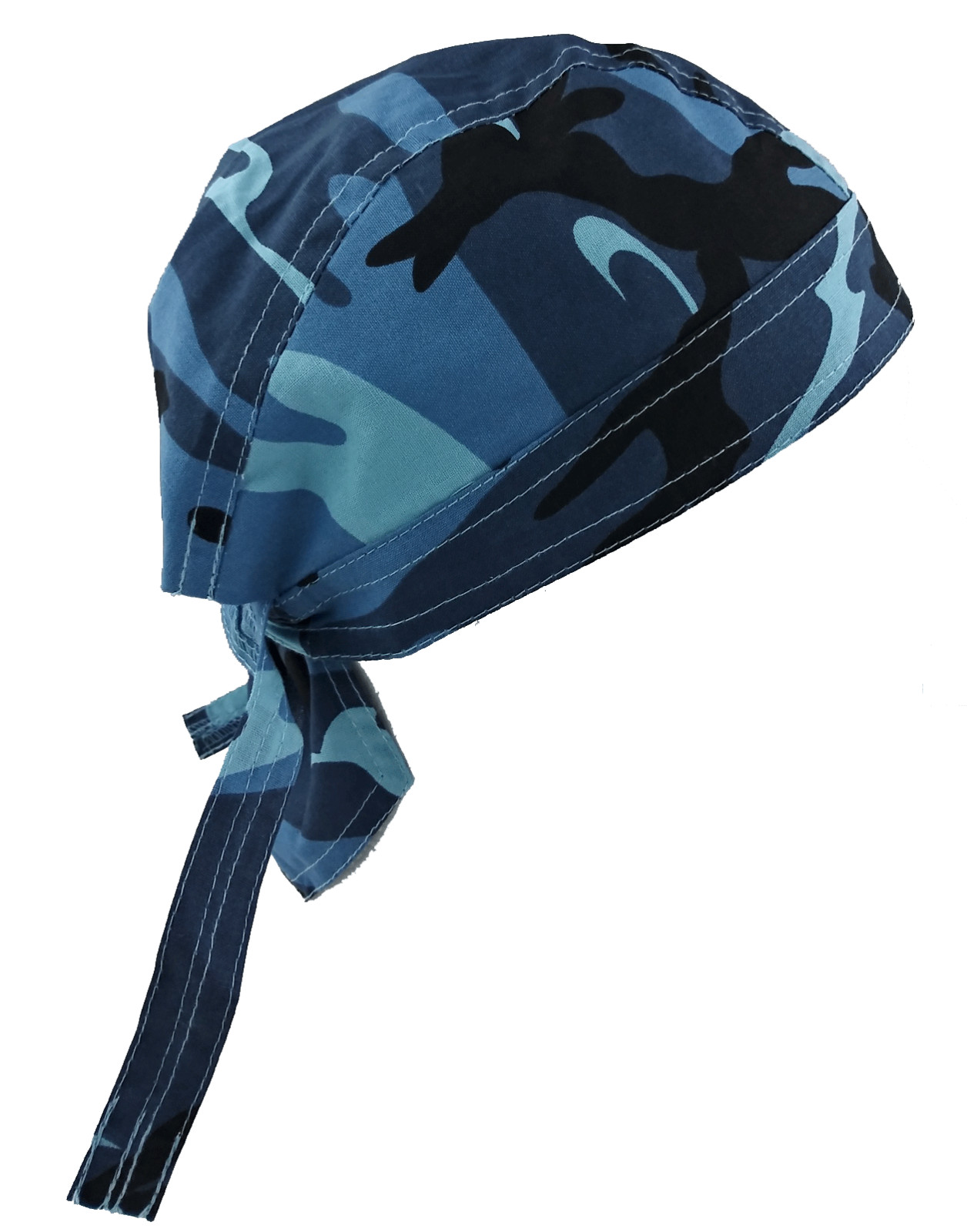 CAMO BLUE Cotton SKULL CAP Du Rag Head 