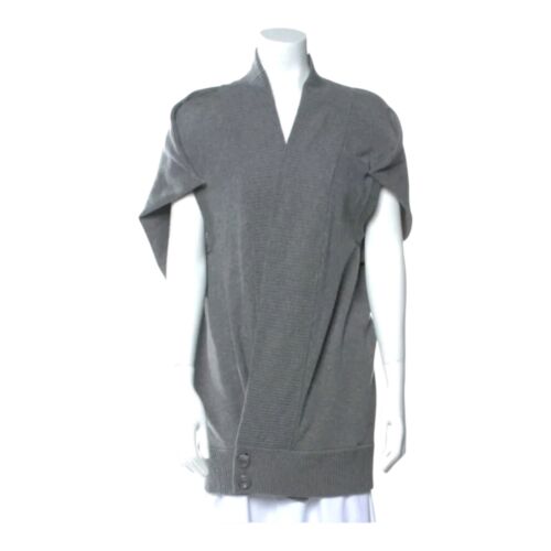 Alice + Olivia Sleeveless V-Neck Cardigan Sweater Crossover Gray Cashmere M