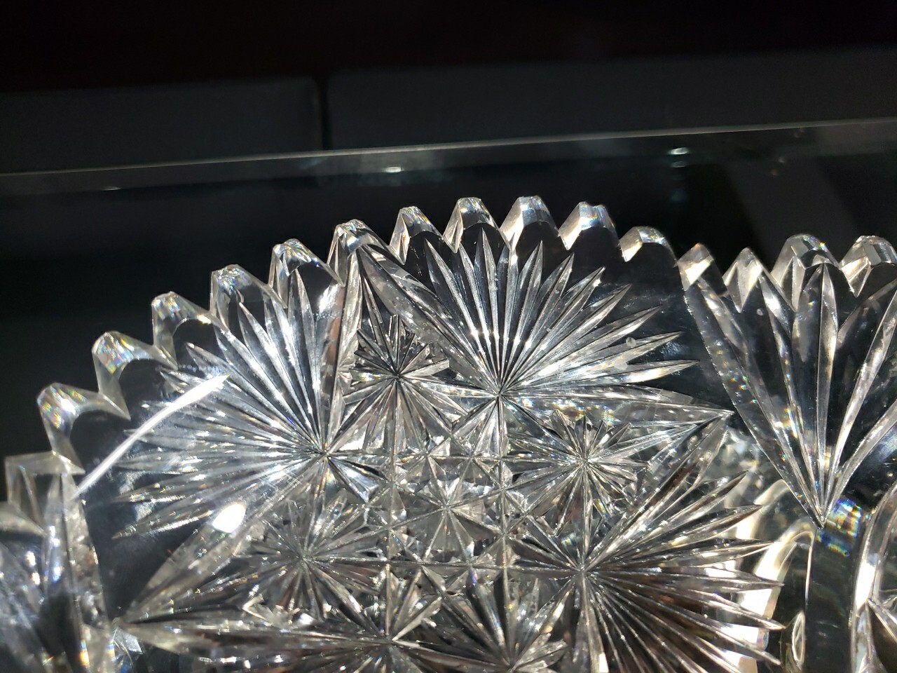 10" Footed Plate. American brilliant period cut glass crystal Signed Fry Fashion