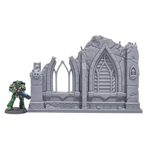 6x4 Gothic Ruins (Closed Windows) - 28mm 3D Printed Terrain Tabletop Wargaming - Picture 4 of 8