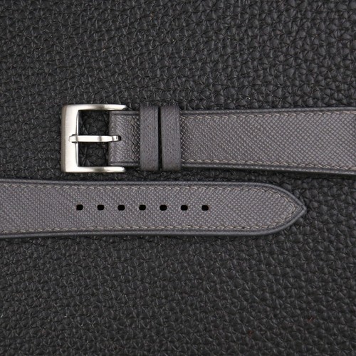 Calfskin Dark Grey Saffiano Leather Watch Strap Band 18mm 20mm 22mm - Picture 2 of 12