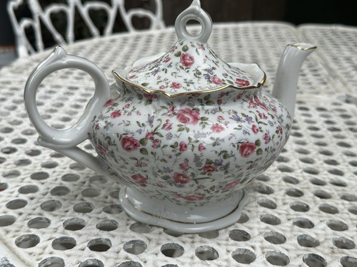 Vintage Lefton China Hand Painted Chintz Teapot Music Box "Tea for 2" Floral - Picture 12 of 16