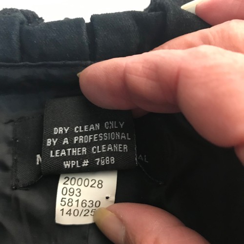 Chaqueta con volantes recortados de cuero genuino negra Moda International para mujer talla S - Imagen 4 de 5