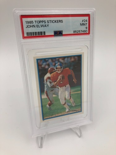 1985 JOHN ELWAY PSA Topps Stickers #24 Card DENVER BRONCOS NFL grade PSA MINT 9 - Picture 4 of 9