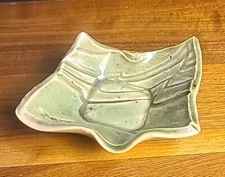 Vintage Hand Thrown Small Trinket Dish Signed Green 4"