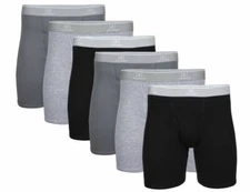 NEW! George Men's 6-Pack Boxer Briefs- Size 2XL, Black/Grey.