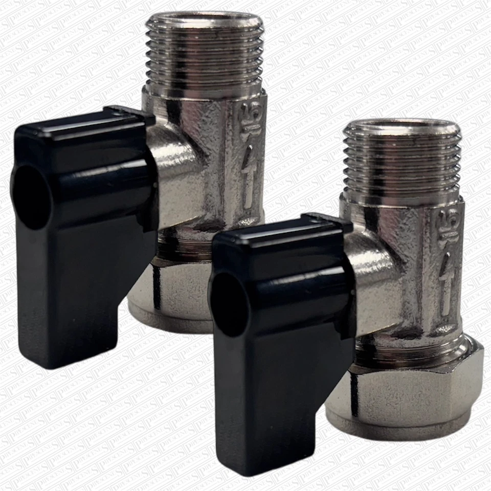 ROB POND LTD 2 x 15mm x 3/8" Isolating Shut Off Valve with Flat Face for Tap Flexis Service