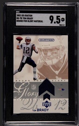 GAME USED Tom Brady 2002 UD Ovation Bound For Glory Worn Jersey #BG-TB SGC 9.5