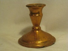 vintage candle stick holder copper tone wide base decor *