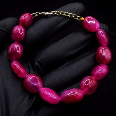 TOP 144,00 kt wunderschönes rosa Rubin Perlen wunderschönes Armband VK 41 E651