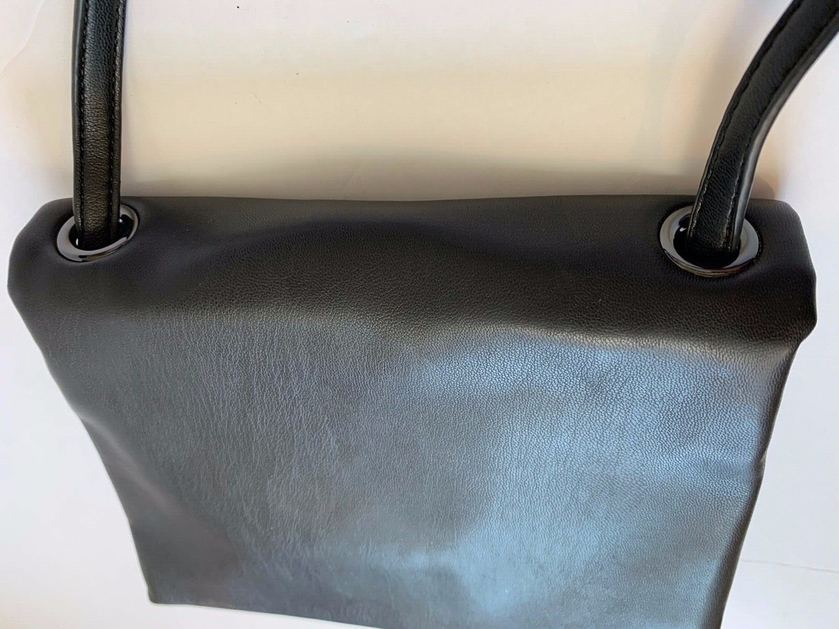 Adolfo Dominguez Black Soft Snap Closure Crossbody Handbag Purse