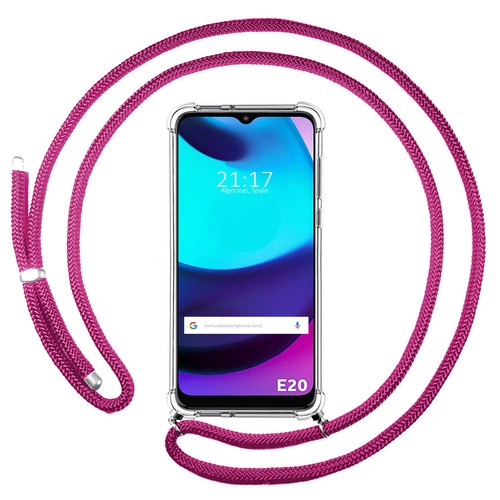 Housse Suspendue Transparente Pour Motorola Moto E20 Avec Cordon Noir