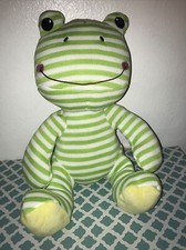 Goffa Frog Knit Plush Stuffed Animal Green  White Stripe