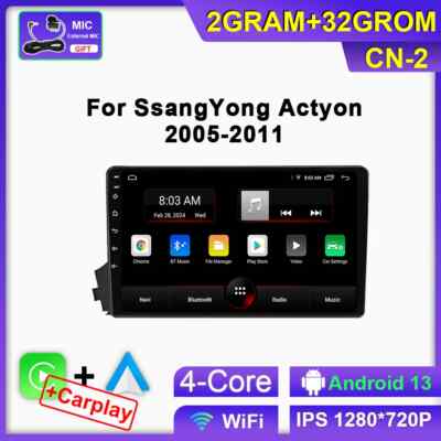 For Ssangyong Kyron/Actyon 2005-2011 Android CarPlay Car Radio Screen GPS Player