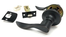 Passage Bedroom Closet Door Lock Lever Handle Wave Style Oil Rub Bronze NEW