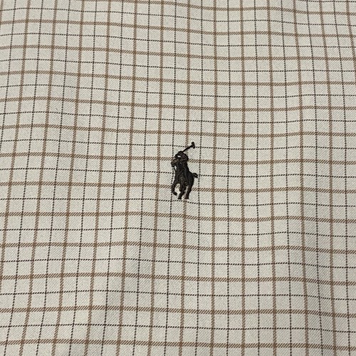 Polo Ralph Lauren Hemd Herren L beige kariert Classic Fit Langarm Pony Preppy - Bild 7 von 12