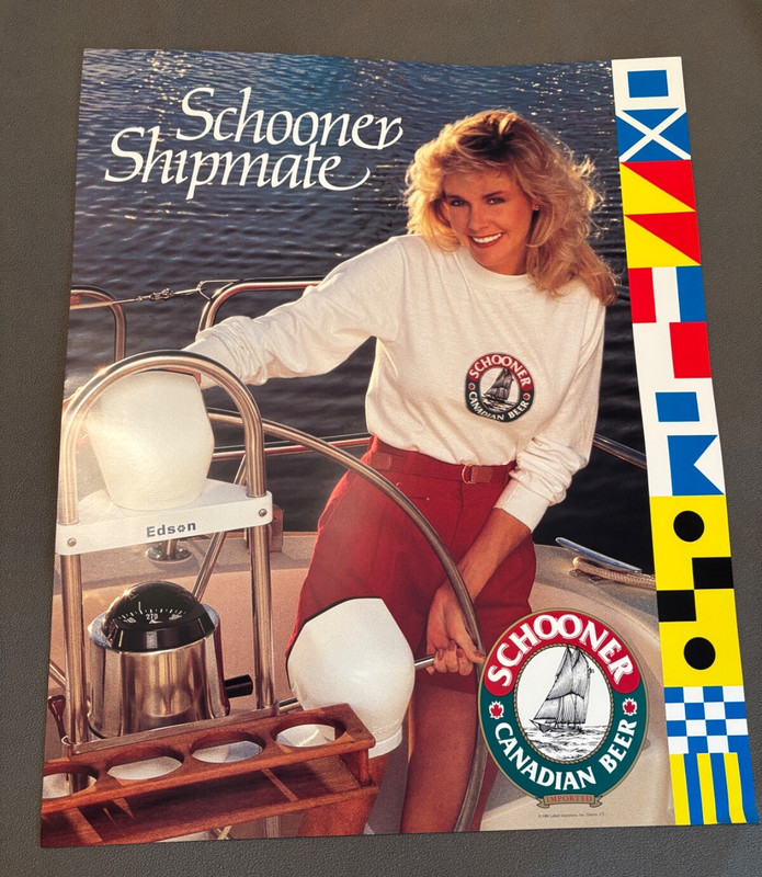 VINTAGE '88 SCHOONER BEER NAUTICAL SHIPMATE POSTER SIGN CANADA BLONDE EDSON BOAT