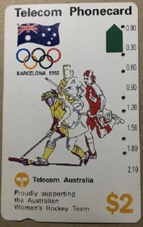 Telecom Phonecard $2 magnetic Barcelona Olympics – women’s Hockey Australia
