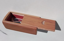 Miniature Toy Hand-Made HARP, w/Abalone Shell Scrolling, in Slide Top Wood Box
