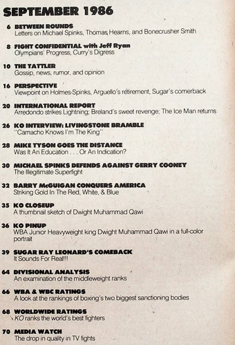 1986 September KO Knockout Boxing Magazine McGuigan Mike Tyson Michael Spinks - 画像8/8