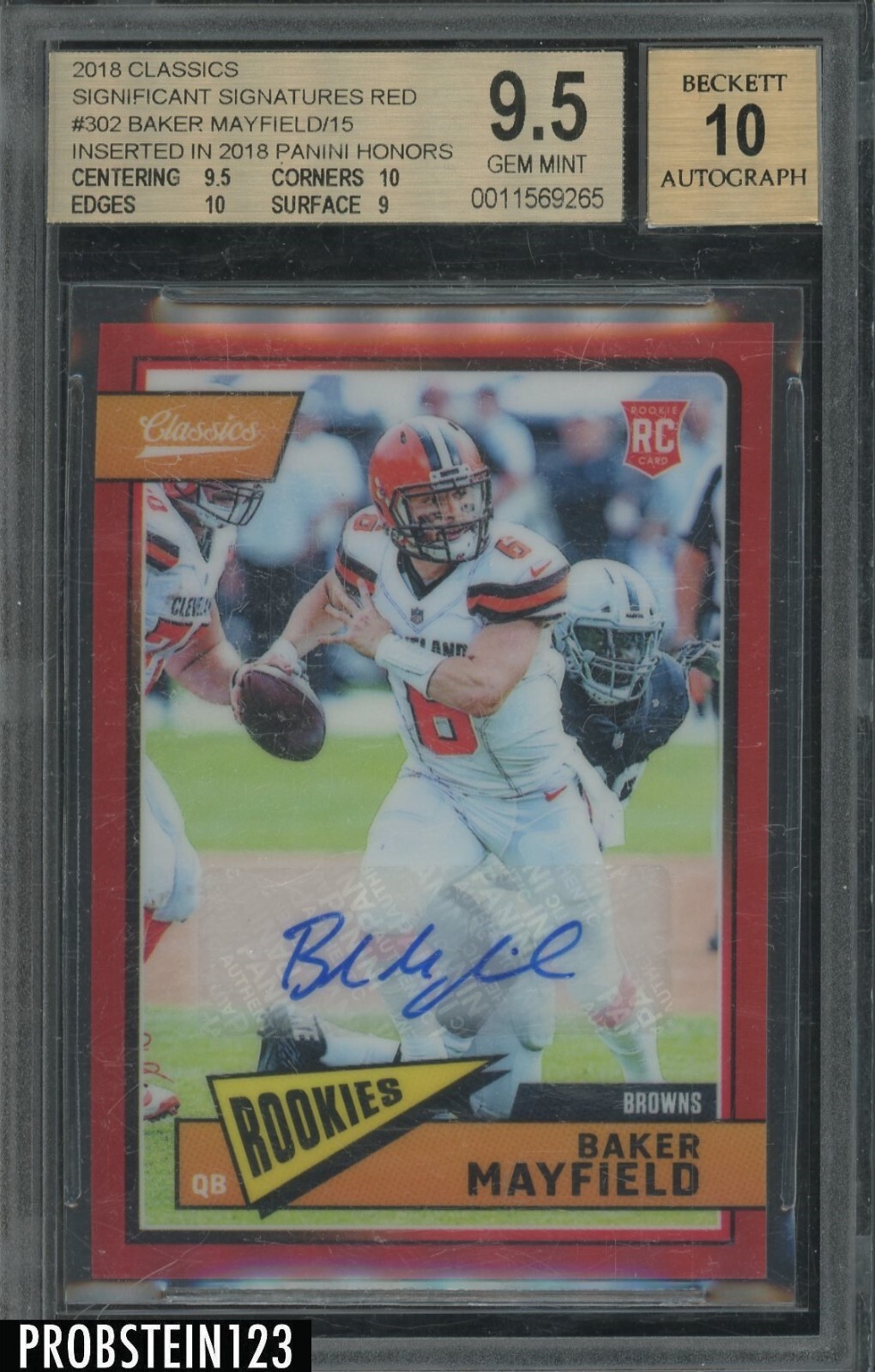 Baker Mayfield Panini Honors Classics Update Rookies #302 Significant Signature-Red