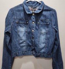 Womens Jean Cropped Jacket Helium Size Medium