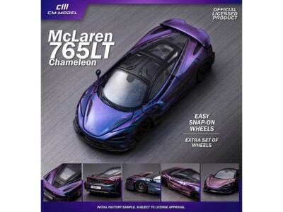 CM Models Mclaren 765LT Chameleon Purple W/Extra Wheels 1/64 CM64