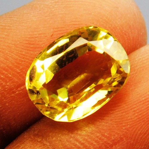 Ceylon Giallo Vero Zaffiro 7,32 Ct Pietra Preziosa Sciolta Taglio Ovale Naturale CERTIFICATA - Foto 3 di 11