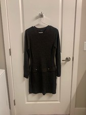 BCX DRESS Womens Button Drop Waist Long Sleeve Above The Knee Sweater Dress