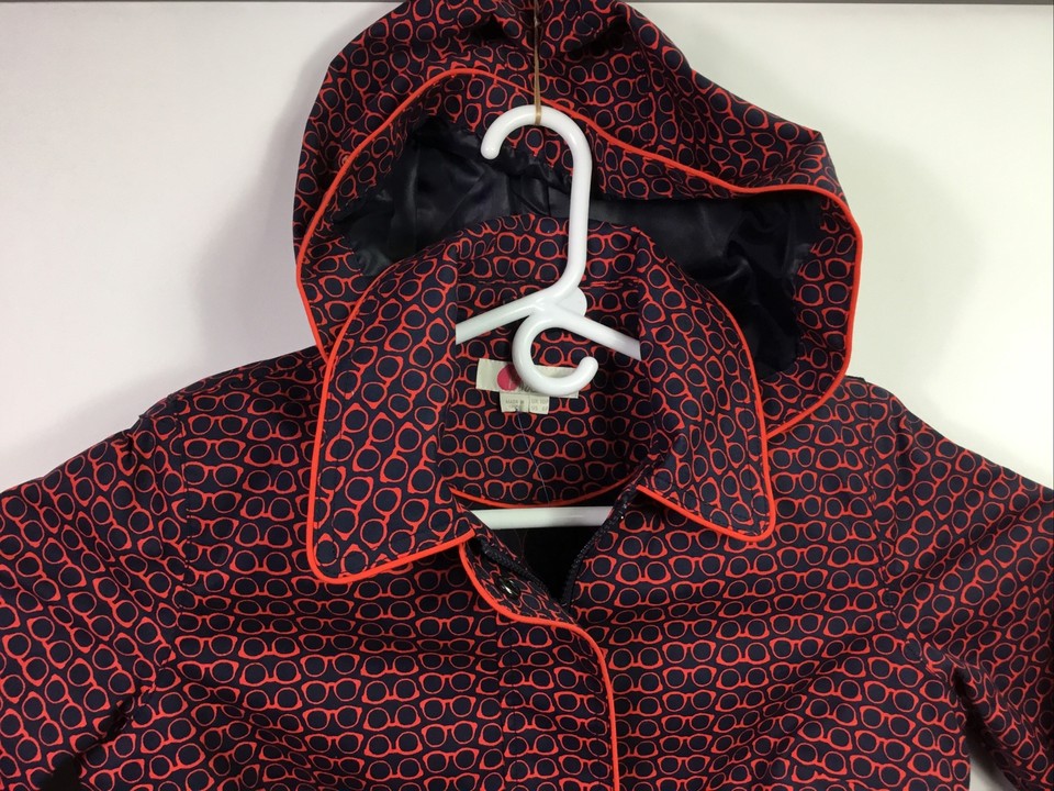 Boden Parka Raincoat sunglasses pattern red blue womens size 6P UK
